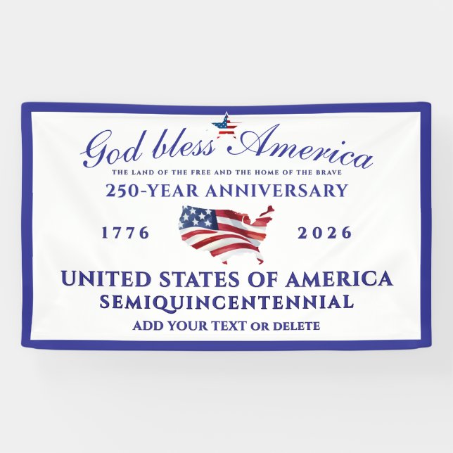 Lona God Bless America 250 Semiquincentennial Blue (Horizontal)