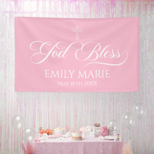 Lona GOD BLESS PINK banner backdrop