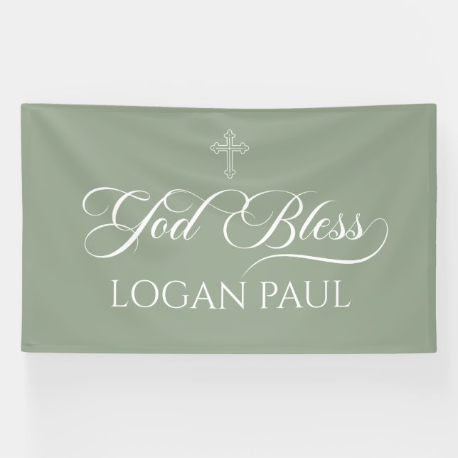 Lona GOD BLESS SAGE banner backdrop  (Horizontal)