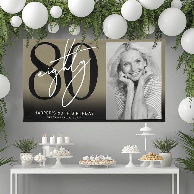 Lona Gold 80th Birthday Party (Gold 80th Birthday Party Banner)