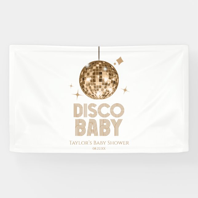 Lona Gold Disco Ball 'Disco Baby' Baby Shower (Horizontal)