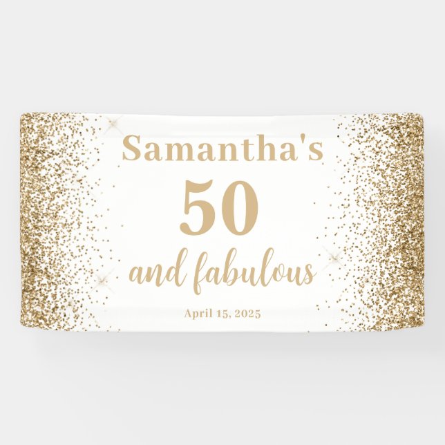 Lona Gold Gliter 50th Birthday  (Horizontal)