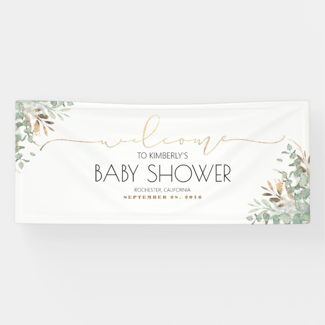 Lona Gold Greenery Branches Baby Shower (Horizontal)