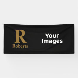 Lona Gold Inicial/First/Family Name On Black