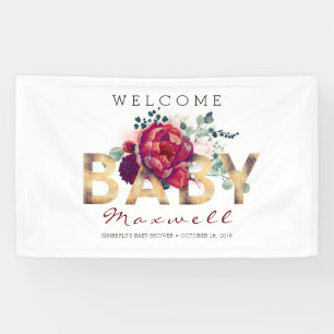 Lona Gold y Burgundy Floral Baby Shower