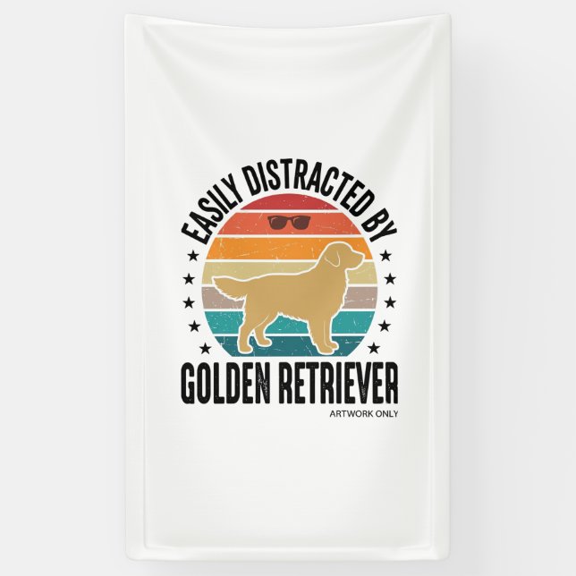 Lona Golden Retriever Fácilmente Distraído Perro Vintag (Vertical)