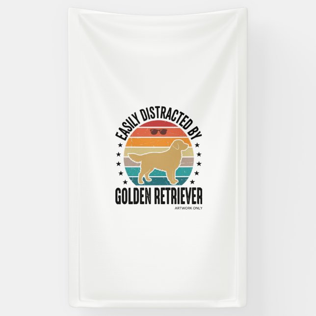 Lona Golden Retriever Fácilmente Distraído Perro Vintag (Vertical)