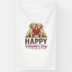 Lona Golden Retriever Feliz día de San Valentín