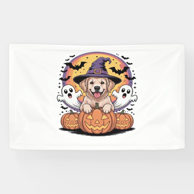 Lona Golden Retriever Halloween Witch Dog Classic T-Shi (Horizontal)
