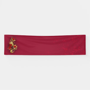 Lona Golden Treble Clef con flores Rosas