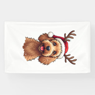 Lona Goldendoodle perro de Navidad Reno Ciervo Fiesta D