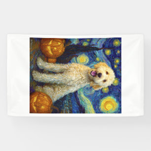 Lona Goldendoodle Perro Lindo Halloween Jack O Linterna