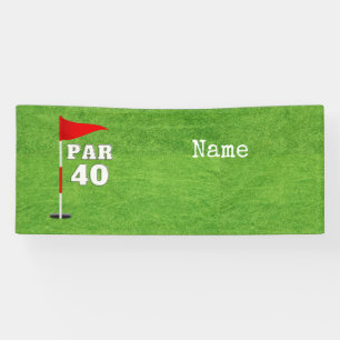 Lona Golf 40 Aniversario al golfista con bandera de gol
