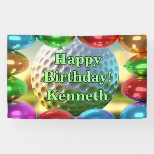 Lona Golf Ball Happy Birthday personalizado Vinyl