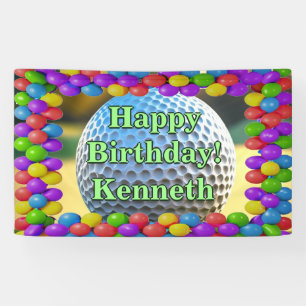 Lona Golf Ball Happy Birthday personalizado Vinyl