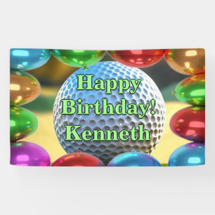 Lona Golf Ball Happy Birthday personalizado Vinyl