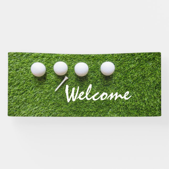 Lona Golf bienvenida banderas pelotas de golf y tee on  (Horizontal)