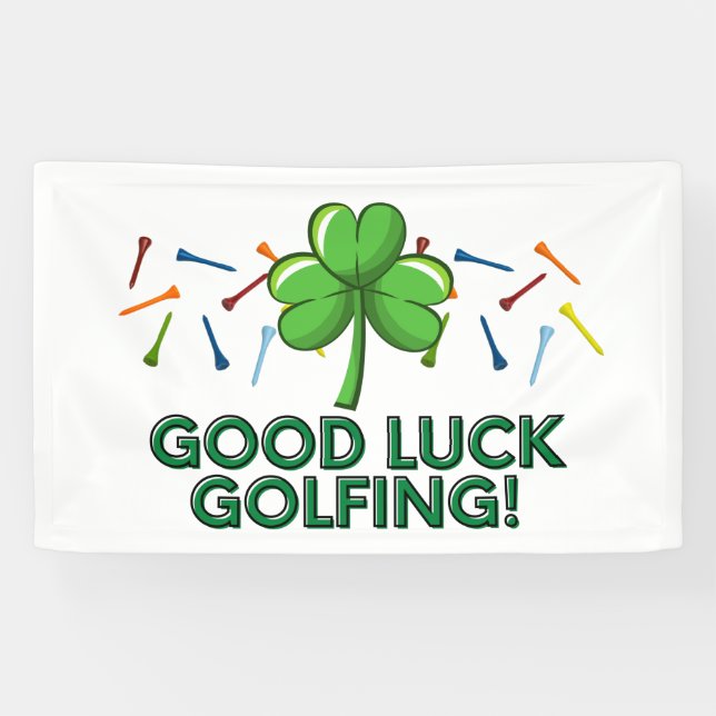 Lona Golf de buena suerte golf con shamrock St. Patrick (Horizontal)