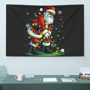 Lona Golf de Navidad Santa Golfista Navideño Divertido