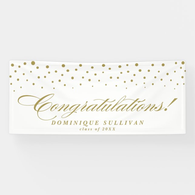 Lona Golf Elegant Script Felicitaciones Confetti Dots (Horizontal)