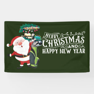Lona Golf Feliz Navidad Papá Noel en verde divertido