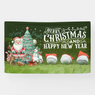 Lona Golf Feliz Navidad Papá Noel en verde divertido