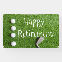 Lona Golf Happy Retirement con pelotas de golf en green