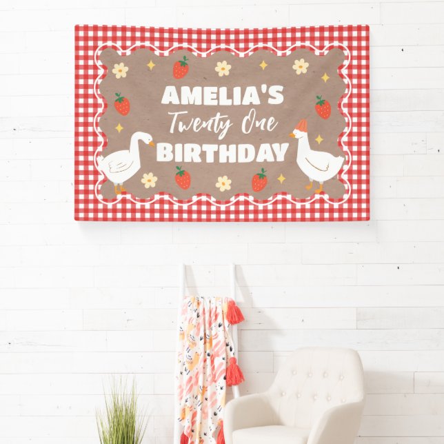 Lona Goose craft Birthday party banner backdrop (in situ)