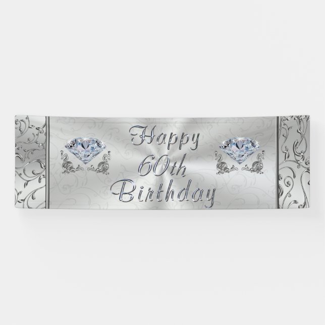 Lona Gorgoous Diamond Happy 60th Birthday Banner (Horizontal)