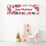 Lona Gorgoous Pink Roses Happy 70th Birthday Banner<br><div class="desc">Hermosa Patter de Rosas de color rosa y una luminosa vegetación que enmarca los detalles de este banner festivo. Actualizar y personalizar con los detalles de los eventos. Los mismos arreglos y patrones florales también se presentan en varias ideas de regalo a juego en la colección La Belle Fleur, compruebe...</div>