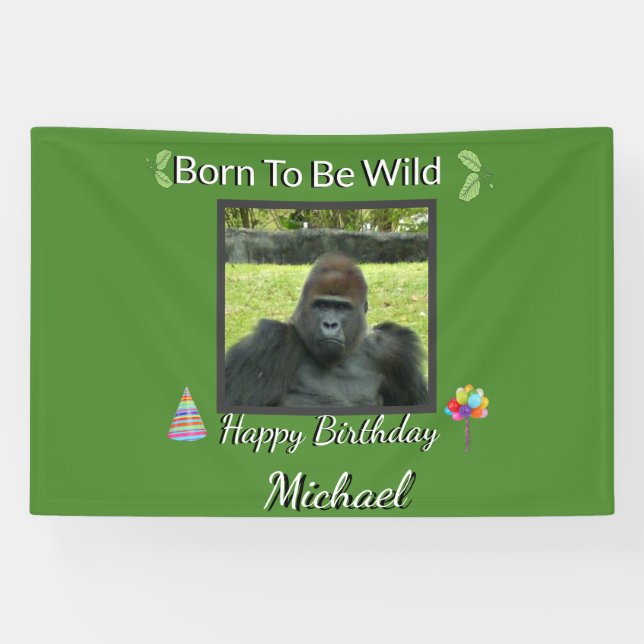Lona Gorilla Jungle Wild Birthday Theme (Horizontal)
