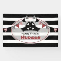 Gorra pirata negro + franjas blancas Cumpleaños