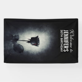 Lona Gótico Rosa negro goteando sangre macabro cumpleañ