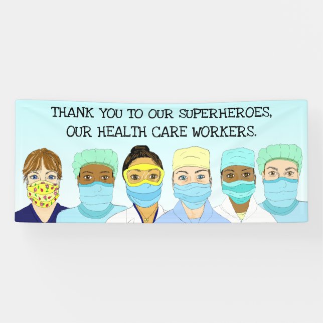 Lona Gracias a nuestros superhéroes de los trabajadores (Horizontal)