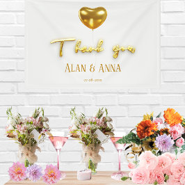 Lona Gracias, letras de oro y Boda de globos