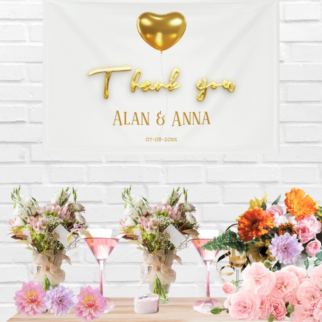 Lona Gracias, letras de oro y Boda de globos (Subido por el creador)
