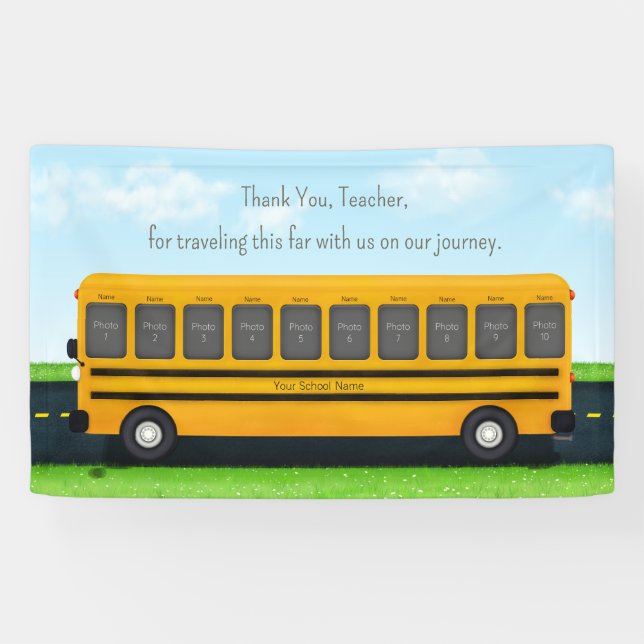 Lona Gracias Personalizado de Autobús Escolar 10 Fotogr (Horizontal)