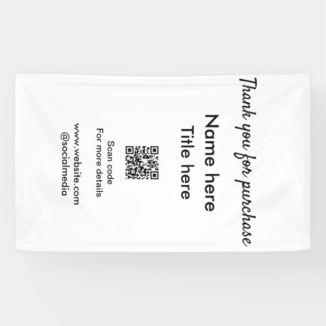 Lona Gracias por la compra nombre título aquí escanear  (Horizontal)