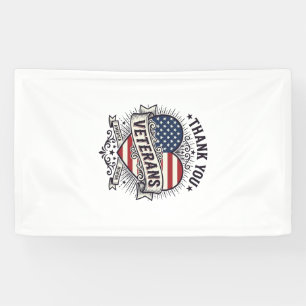 Lona Gracias Veteranos Corazón Patriótico Diseño Vector
