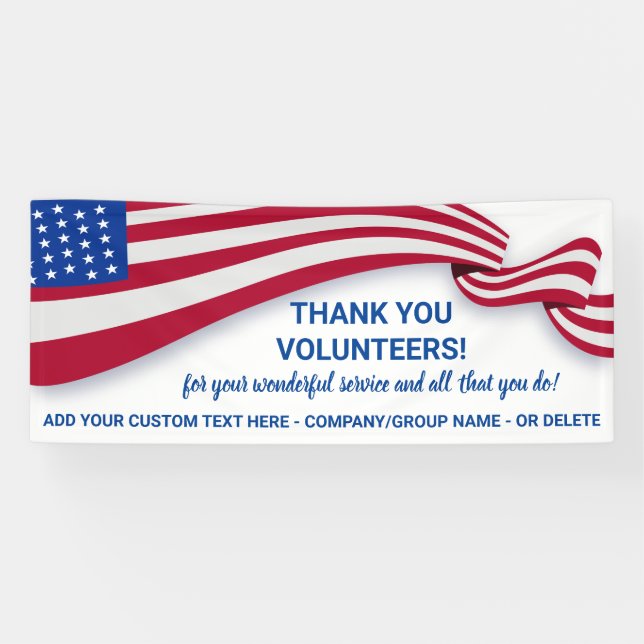 Lona Gracias voluntarios, Patriotic USA Flag Personaliz (Horizontal)