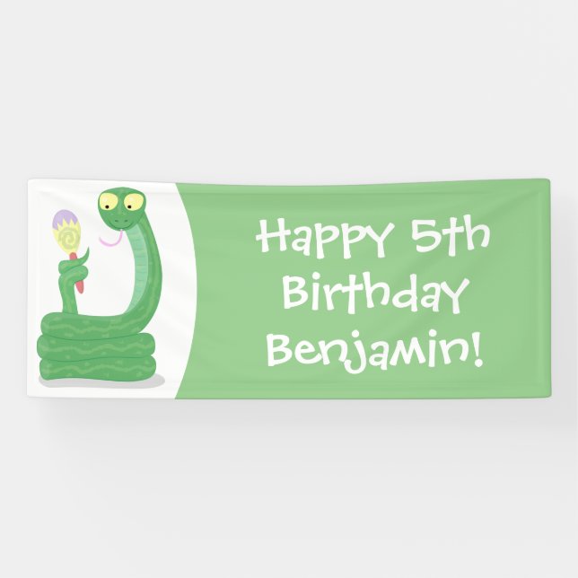 Lona Graciosa serpiente verde con maraca personalizado (Horizontal)