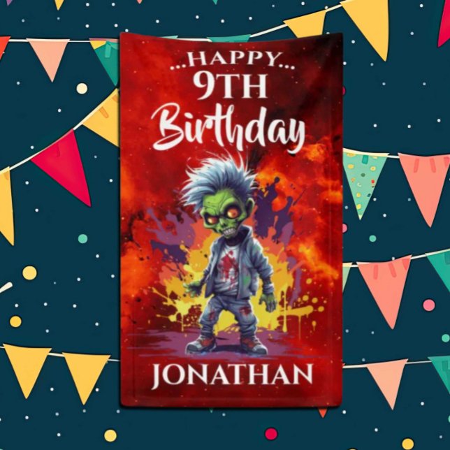 Lona Gracioso cumpleaños Zombie Boy (Zombie Walkers,  Your birthday party won't be complete without an array of gruesome zombie props! )