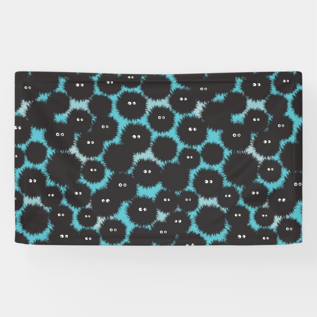 Lona Graciosos monstruos esponjosos negros (Horizontal)