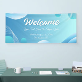 Lona Gradiente Azul Blanco Moderno Display de Bienvenid