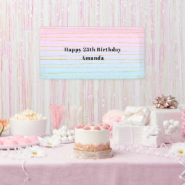 Lona Gradiente rosa azul pastel con línea dorada Cumple