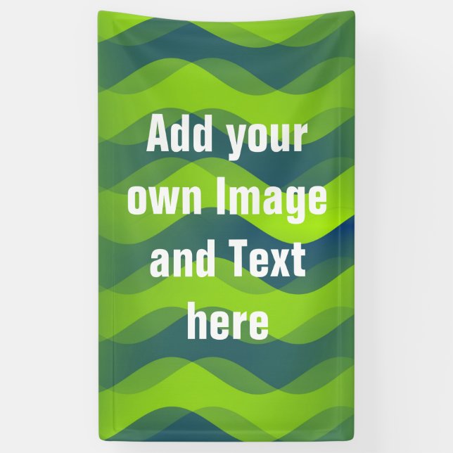 Lona Gradientes de ondas suaves azul verde + tus ideas (Vertical)