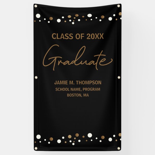 Lona Grado de fondo de clase Black Gold Confetti (Vertical)