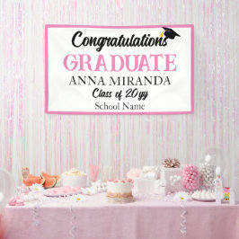Lona Grado de Graduado de Felicitaciones Rosadas