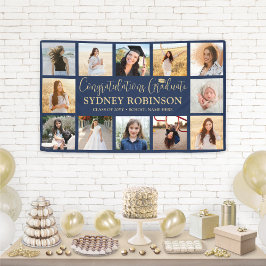 Lona Graduación 12 Collage de fotos y oro