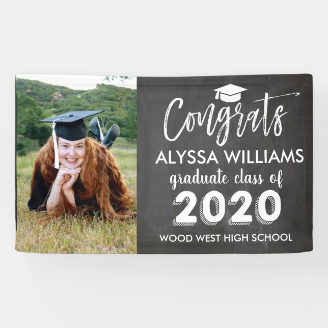 Lona Graduación 2020 de Chalkboard Photo Personalizado (Horizontal)